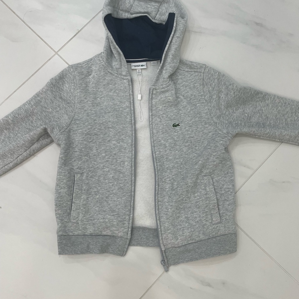 Lacoste Kids Light Gray Zip-Up Hoodie - Picture 1 of 3